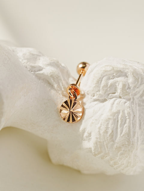 14K Gold Cutting Round Drop Cartilage Earring 20G