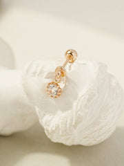 14K Gold Crystal Cubic Drop Cartilage Earring 20G