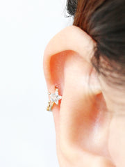 14K Gold star hoop earring