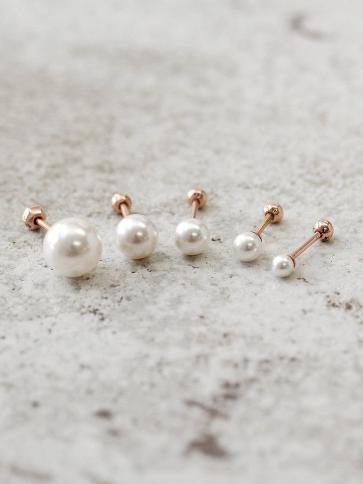 14K Gold Pearl Cartilage Earring 18G