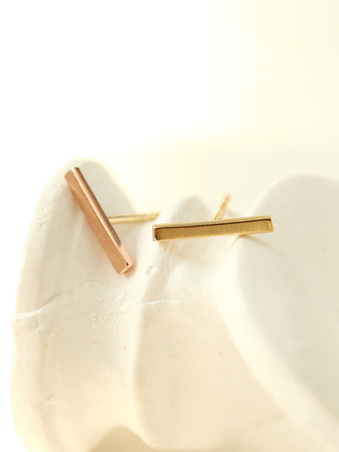 14K Gold Simple Bar earring