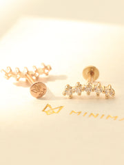 14K Gold Internally Cubic Stick Labret Piercing 18G16G