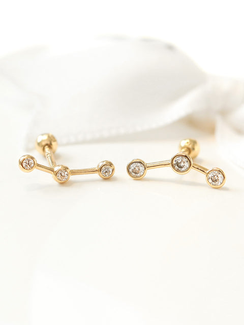 14K Gold Cubic Constellation Cartilage Earring 18g16g