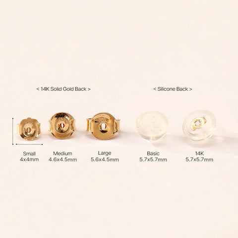 Solid 14 Karat Gold Earring Backs, Large, 14k White Gold, Replacement