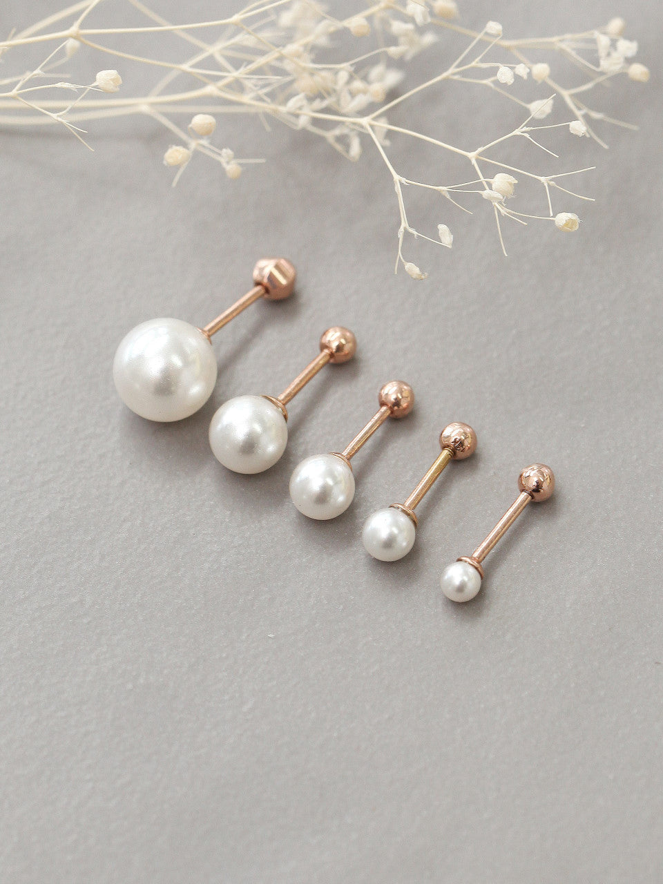 14K Gold Pearl Cartilage Earring 18G