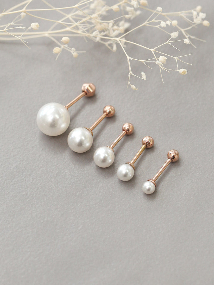 14K Gold Pearl Cartilage Earring 18G