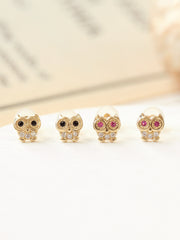 14K Gold Cubic Owl cartilage earring 20g