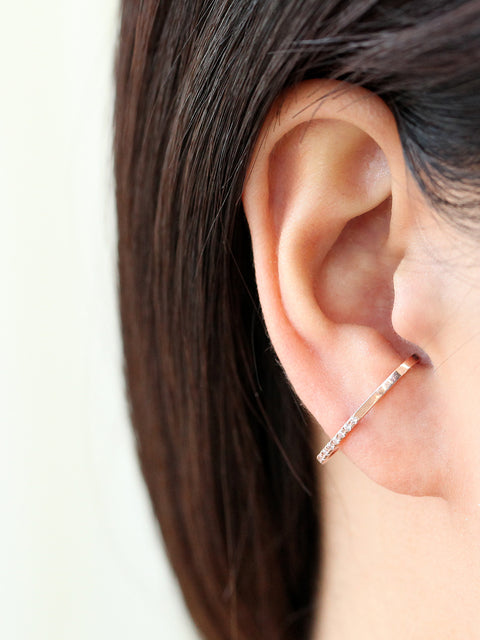 14K Gold Half Cubic ear cuff wrap cartilage earring 20g