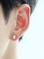 14K Gold Rectangular Onyx Cartilage Earring 18G16G