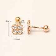 14K Gold CZ clover Cartilage Earring 20G18G16G