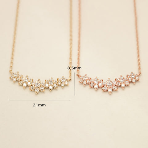 14K Gold Garland Cubic Flower Necklace