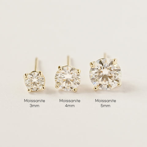 14K Gold 4 Pronged Moissanite Stud Earring