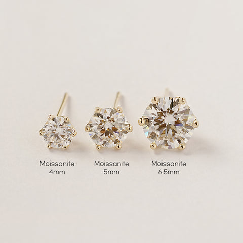 14K Gold Moissanite Crown Stud Earring