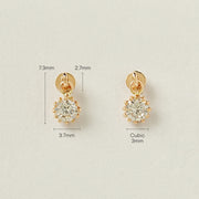 14K Gold Crystal Cubic Drop Cartilage Earring 20G