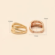 14K 18K Gold Two Lines Oval Shape Cartilage Hoop Earring