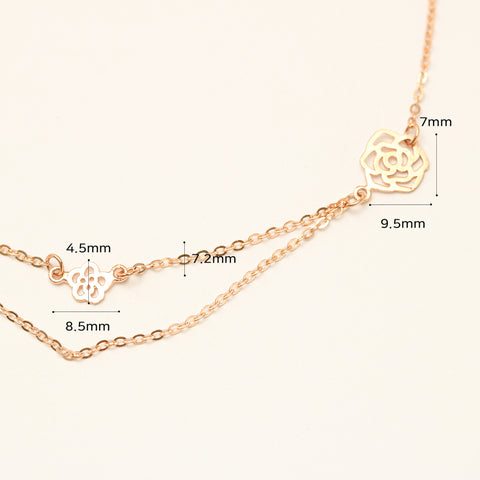 14K 18K Rose to Rose Two lines Chain Anklet