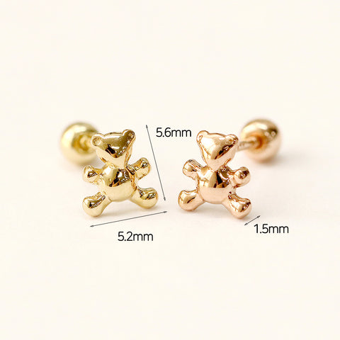 14K Gold Baby Bear Cartilage Earring 20G18G16G