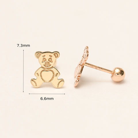 14K Gold Cartoon Bear Cartilage Earring 20G18G16G