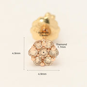 14K 18K Gold Diamond Flower Stud Earring