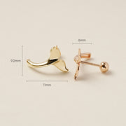 14K Gold Whale Tale Cartilage Earring 20G18G16G