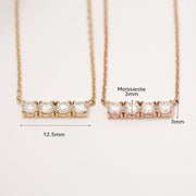 14K 18K Gold Moissanite Cubics Bar Necklace