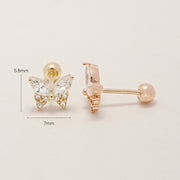 14K Gold Shiny Cubic Butterfly Cartilage Earring 20G18G16G