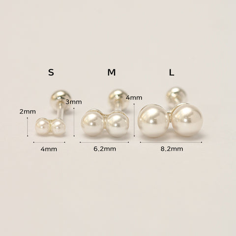 925 Silver Double Pearl Cartilage Earring 20G