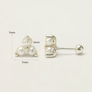 925 Silver Triangle Pearl Cartilage Earring 20G