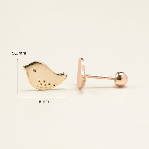 14K Gold Cutey Bird Cartilage Earring 20G18G16G