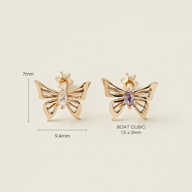 14K Gold Diva Cubic Butterfly Cartilage Earring 18G16G