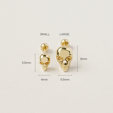 14K Gold Pop Skull Cartilage Earring 20G18G16G