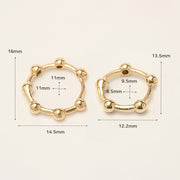 14K 18K Gold Line Balls Cartilage Hoop Earring