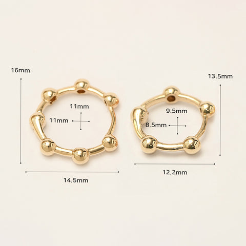 14K 18K Gold Line Balls Cartilage Hoop Earring