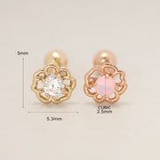 14K Gold Colorful Cubic Rose-mos Cartilage Earring 20G18G16G