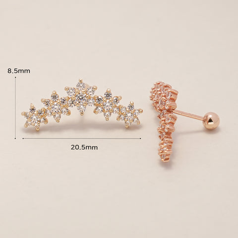 14K Gold Garland Cubic Flower Cartilage Earring 20G18G16G