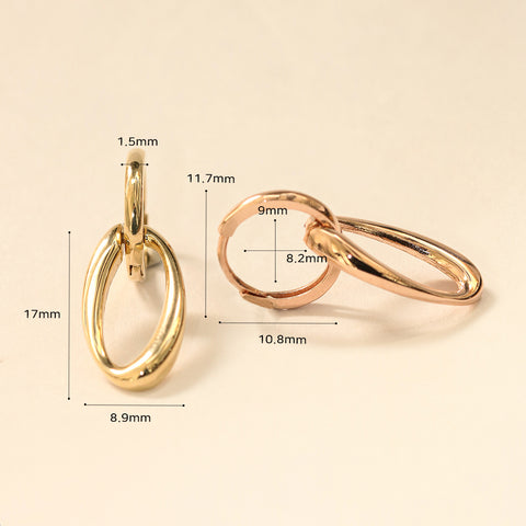 14K 18K Gold Oval Round Drop Cartilage Hoop Earring