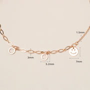 14K 18K Gold Roundy Smile Drop Chain Anklet