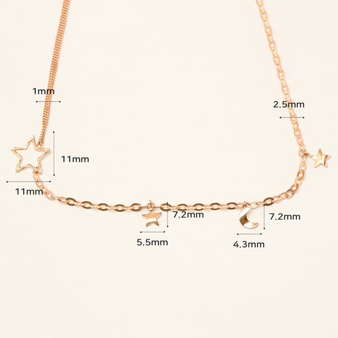 14K 18K Point Stat and Crescent Chain Anklet