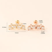 14K Gold Bling Crown Cubic Cartilage Earring 20G18G16G