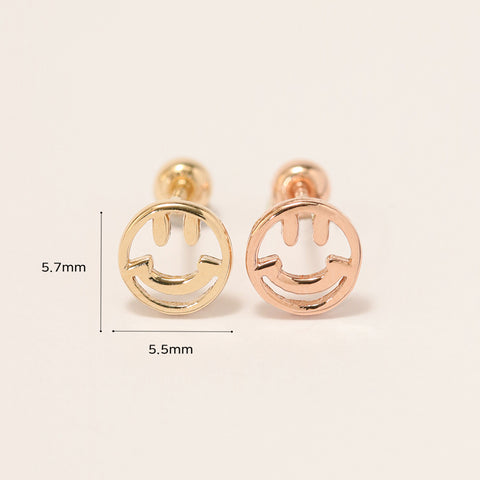 14K Gold Smile face Cartilage Earring 20G18G16G