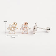 14K Gold Moissanite Lovely Flower Cartilage Earring 20G18G16G