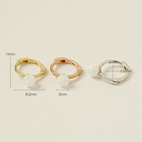 14K 18K Gold Opal Cartilage Hoop Earring