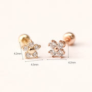 14K Gold Mini Cubic Point Flower Cartilage Earring 20G18G16G