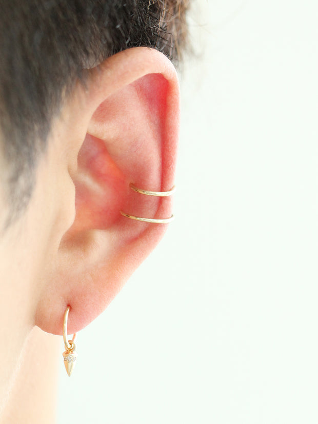 14K gold Bullet hoop Cartilage earring 18g16g