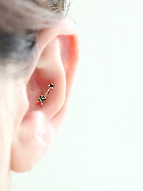 14K Gold Arrow Cartilage Earring 18g16g
