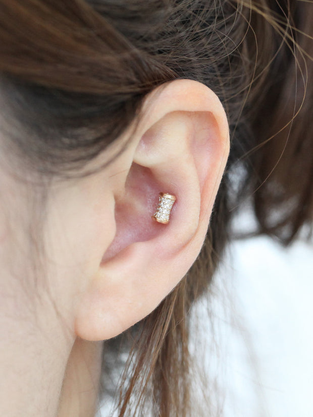 14K Gold Hammer Cartilage Earring 18G16G