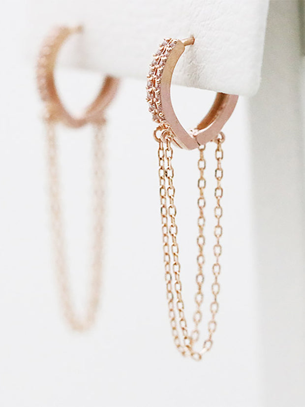 14K Gold layered chain Hoop Earring