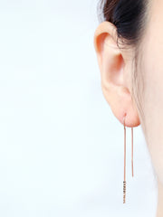 14K Gold Cutting Bar threader earring