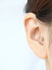 14K Gold Rose Cartilage Earring 18g16g