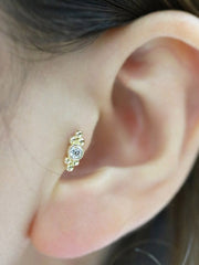 14K Gold Double bohemian Cartilage earring 18g16g